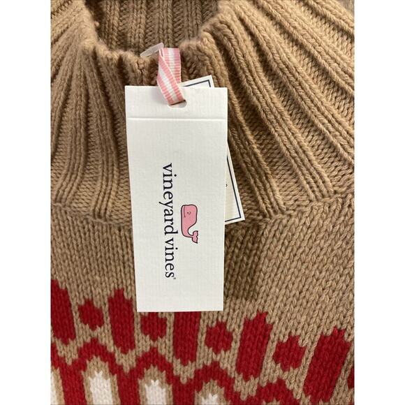 Vineyard Vines Merino Wool Blend Fair Isle Sweater Sz S New Camel Mock Neck $198 - Picture 4 of 9